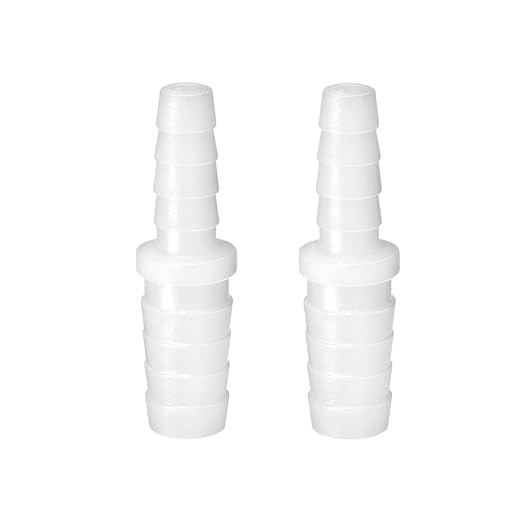 Quickun Plastic Hose Barb Reducer Fitting 5/16" to 1/4" Barbed Reducing Union Adapter Splicer Mender Joint Fitting (Pack of 2)