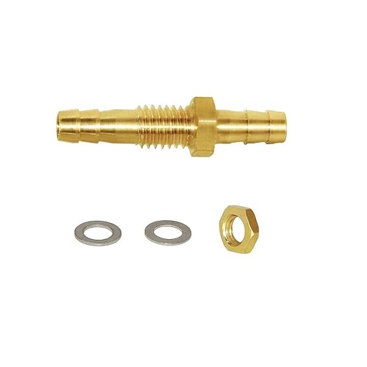 Joywayus 2pcs 1/4'' Hose Barb Thru-Bulk Head Hex Union Brass Fitting with Flat Washer Gasket Water/Fuel/Air