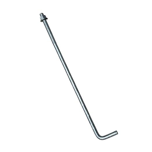 Sandbaggy 3/4" x 24" Threaded Concrete Anchor L-Bolts (Nuts & Washers Included) - Hot Dipped Galvanized - Sill Plate, Base Plate, Masonry, Wood, Cement Anchors, J Bolt (40, 3/4" x 24")