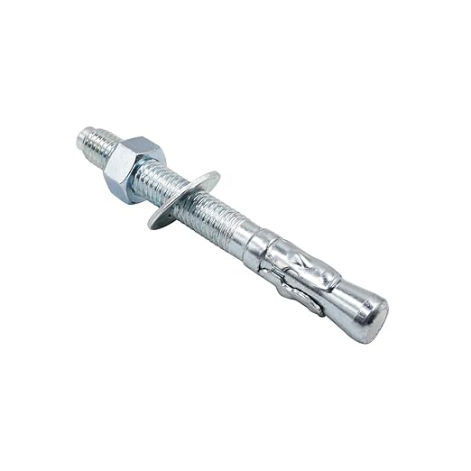 1/2 x 4-1/2 inch Carbon Steel Wedge Anchor kit for Concrete Cement Wall Floor Ground Deck Fence Base Bracket, Drill Stud Post Strong Screw Bolt Set.(10 pcs)