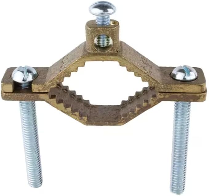 Pipe Grounding Clamp 1-1/4" - 2" Diameter Pipe Grounding Clamp Bronze with wire connector lug 10 AWG - 2 AWG Used to connect Water Pipe/Metal Pipe/Conduit to electrical grounding system (1)