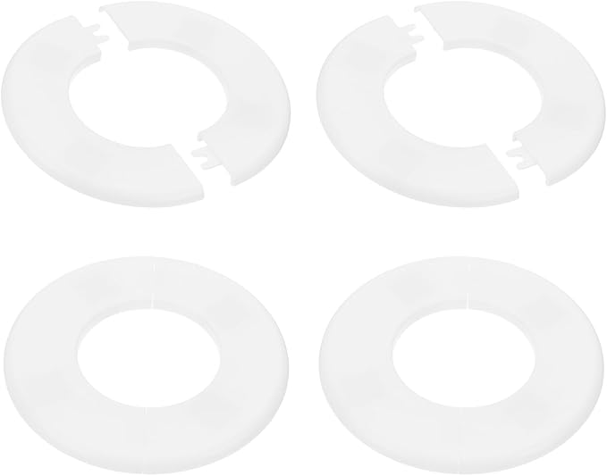 PATIKIL Wall Split Flange 130mm / 5.1" OD, 4 Pcs Round Escutcheon Plate Cover PPR Plumbing Cover Plates with Self-Adhesive Tape for 64mm / 2.5" Dia Water Pipe Faucet, White