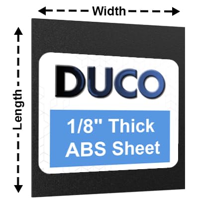 Duco Custom Cut to Size USA-Made ABS Plastic Sheet 1/8 Inch Thick - Black, Heat Moldable, Rigid, Thermoplastic ABS Sheet - 1/8" Plastic Panel for DIY Home Decor, Automotive, & Structural Crafts