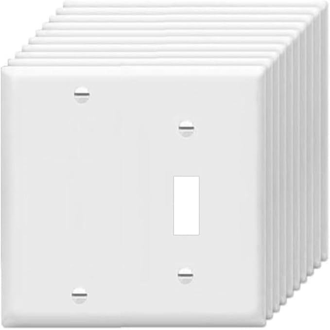 Toggle Switch/Blank Wall Plates 2-Gang Switch Outlet Electrical Cover Plate Unbreakable Thermoplastic Faceplate for Light Receptacle Outlet Switch, White (10 Pack)