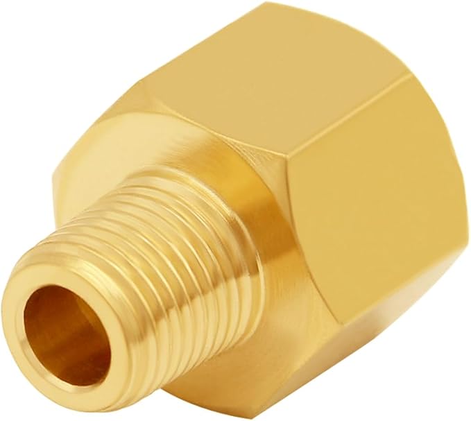 3PCS Brass Reducer Adapter, 1/4" NPT Female to 1/8" NPT Male Thread, Hex Reducing Pipe Fitting Coupler Nipple Connector for Water/Oil/Gas