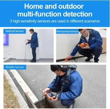 PQWT L5000 Underground Water Leak Detectors Indoor Outdoor Wall Water Pipe Detector Machine Multi Sensor Acoustic Pipeline Leakage Detection Kit Noise Reduction Headphone Smart Touchscreen Carry Case