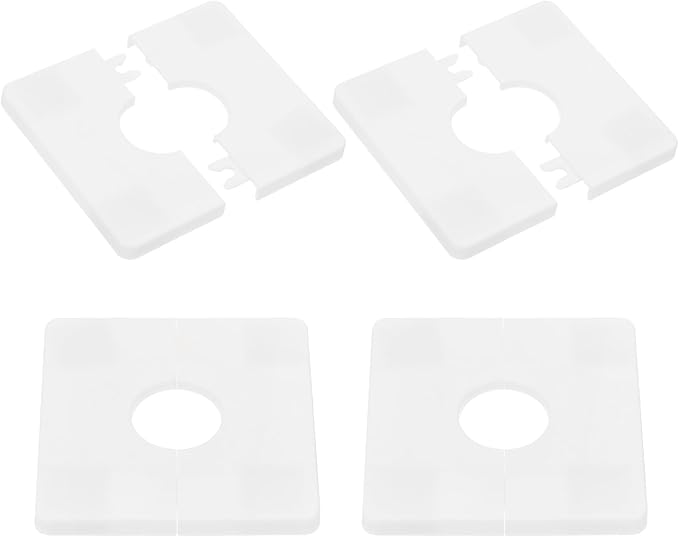 PATIKIL Wall Split Flange 86mm / 3.4" OD, 4 Pcs Square Escutcheon Plate Cover PPR Plumbing Cover Plates with Self-Adhesive Tape for 27mm / 1.1" Dia Water Pipe Faucet, White