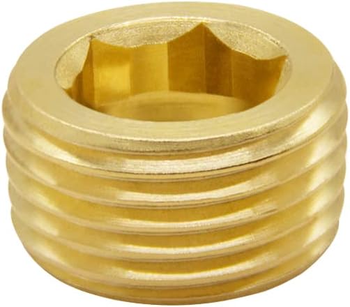 Hooshing 3/8" NPT Brass Pipe Plug Counter Sunk Internal Hex Thread Socket Pipe Plug, 5 Pack