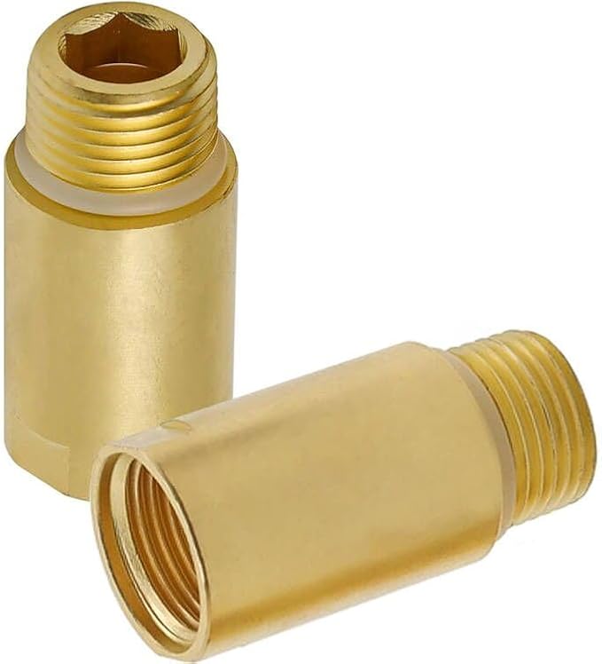 (2 pcs) Upgrade Brass Pipe Plumbing Adapter with Rubber O-ring, 1/2" NPT Male x 1/2" NPT Female Pipe Fitting Coupler, Seamless and Leakproof (2.5" Length)
