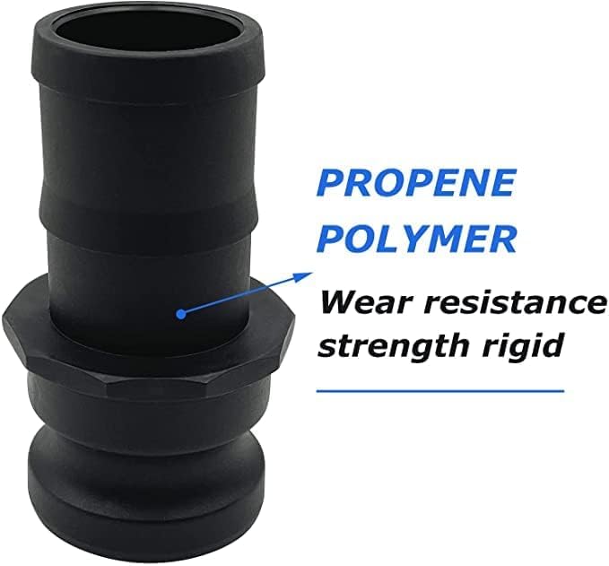 2PCS Camlock Fittings Poly E-50 1/2" Type E Standard Couplings Cam lock Fittings Polypropylene Cam Groove Fitting Male Camlock with a Hose Shank (0.5 inch, Type E)