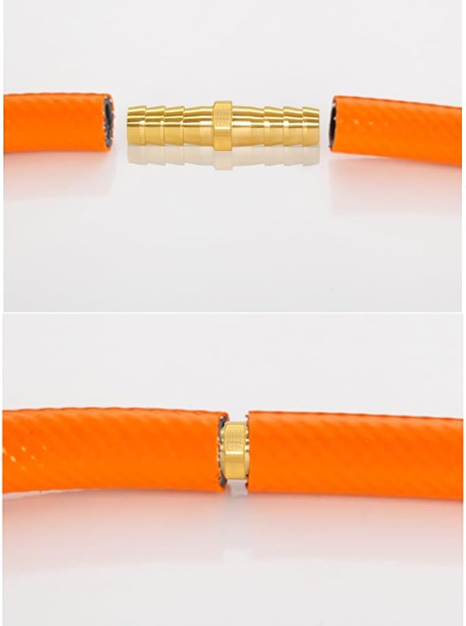 8PCS Brass 1/4"OD Barb Splicer Mender Hose Barb Fitting Straight 2-Way Union Garden Hose Repair Fittings for Water/Oil/Gas