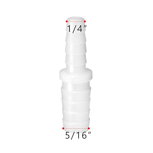 Quickun Plastic Hose Barb Reducer Fitting 5/16" to 1/4" Barbed Reducing Union Adapter Splicer Mender Joint Fitting (Pack of 2)