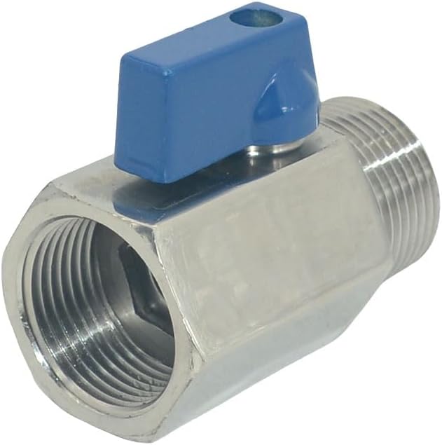 2 Pack Mini Ball Valve, Stainless Steel Female x Male NPT Thread Shut-Off Valve (3/4")