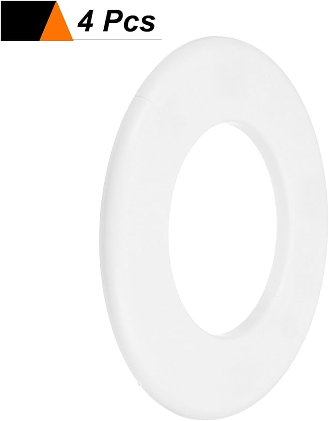HARFINGTON 4pcs Wall Split Flange 78mm/3.1" Self-Adhesive Plumbing Cover Plates ABS Plastic Round Escutcheon Plate Buckle Design for Water Pipe Bathroom Kitchen Decoration, White