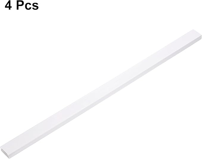 HARFINGTON 4pcs Cord Hider Wall 15inx0.8inx0.4in (LxWxH) PVC Cable Cover Self Adhesive Wire Hider Wall Mounted TV Cable Raceway for Cables Management (60in Total Length),White