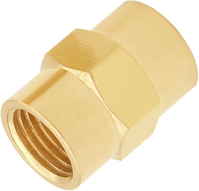 8PCS 1/8 Inch NPT Brass Hex Nipple Coupling 1/8" NPT x 1/8" NPT Female Threaded Equal Diameter Coupler Air Hose Pipe Fittings Adapter for Water/Oil/Gas