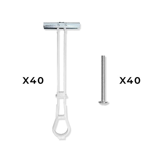 40-Pack 1/4"-20 Heavy Duty Quick Toggle Anchors with Bolts Set | for Drywall, Metal Studs, and Concrete Block | Holds 260+ Lbs. | 40 Toggles + 40 Bolts