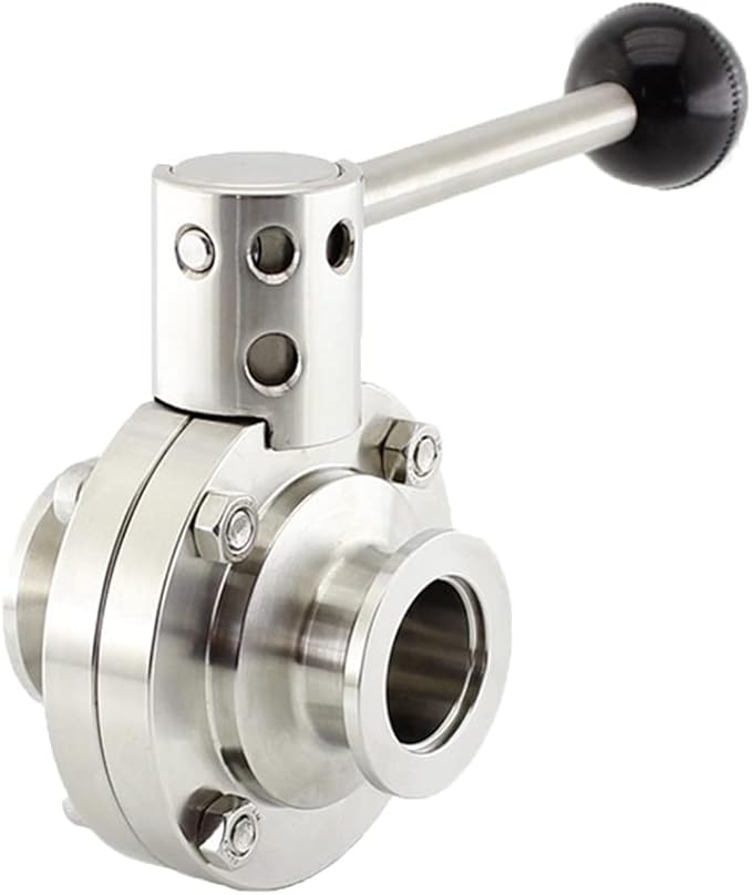 SHERICH KF16 Vacuum Butterfly Valve, Stainless Steel 304 Three-clamp Butterfly Valve with Handle and Silicone (KF16)