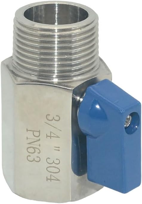 2 Pack Mini Ball Valve, Stainless Steel Female x Male NPT Thread Shut-Off Valve (3/4")