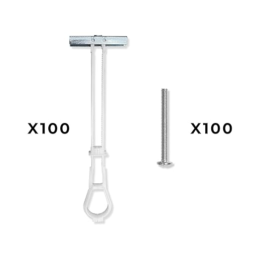 100-Pack 1/4"-20 Heavy Duty Quick Toggle Anchors with Bolts Set | for Drywall, Metal Studs, and Concrete Block | Holds 260+ Lbs. | 100 Toggles + 100 Bolts