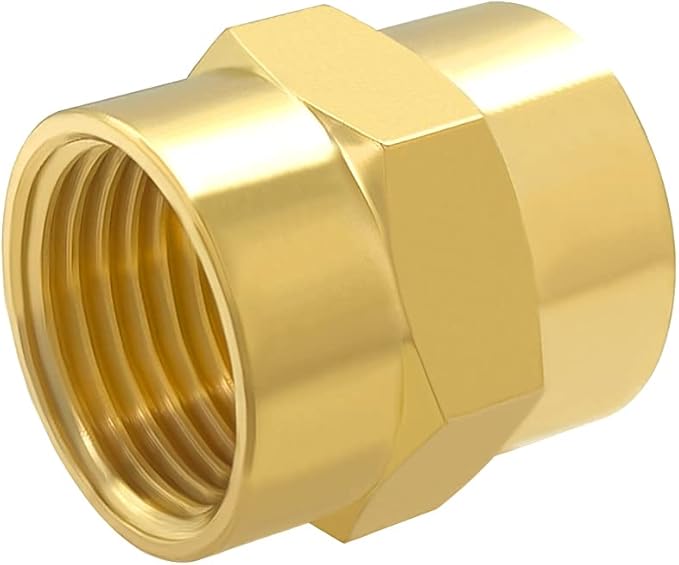 Hooshing 5PCS Brass Pipe Fitting Air Hose Fittings Coupling 1/2" x 1/2" NPT Female Coupler Hex Head Pipe Fitting