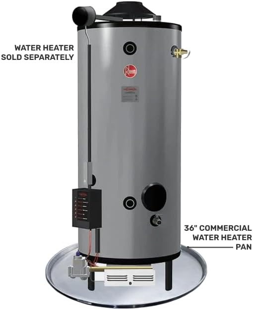 Commercial Water Heater Pan 36 Inch Aluminum 36 x 2.3 Inch with Side Drain Water Damage Prevention No Leaks High Quality Smitty Pan Made In USA