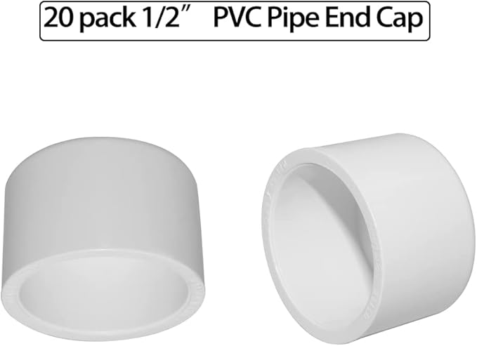 20PCS 1" PVC Cap Pipe End Plug Socket Adapter Fittings Slip Schedule(SCH) 40 for DIY Garden Shelf Home Industrial