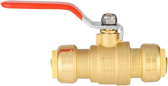 EFIELD 3/4 Inch Push-Fit Full Port Ball Valve with Drain, Disconnect Clip Tool, UPC Certified,(PF-VALVE069-1PCS)