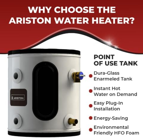 12 Gallon, 120V – Ariston Electric Water Heater – Compact Point of Use Tank for RV, Camper, Small Spaces, Plug-in Heating Solution for Under Sink, Versatile Electric Tank for Bathroom, Shower