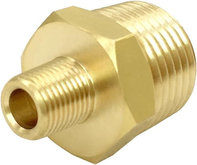 Hooshing 2PCS 1/2" NPT Male to 1/8" NPT Male Brass Pipe Fittings Reducing Hex Nipples Adapter for Plumbing