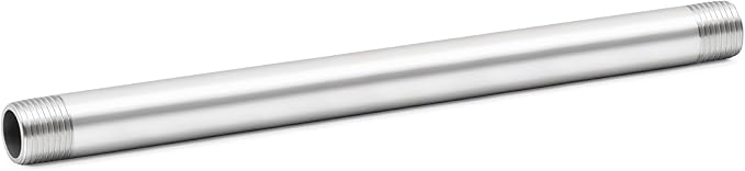 ChillWaves 304 Stainless Steel Pipe Fitting, Nipple Cast Pipe 1/2" NPT Male x 1/2" NPT Male Thread 16" Length(400MM)(1-PACK)