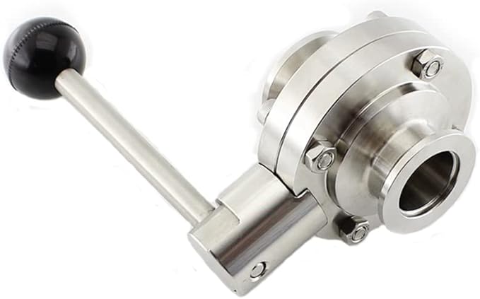 SHERICH KF16 Vacuum Butterfly Valve, Stainless Steel 304 Three-clamp Butterfly Valve with Handle and Silicone (KF16)