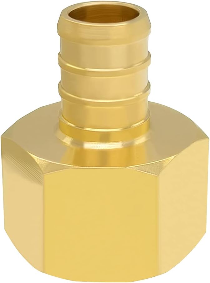 Hooshing 1/2" Pex Female Adapter, PEX 1/2 Inch to 1/2 Inch Female NPT Adapter Brass Crimp Fitting, Pack of 6