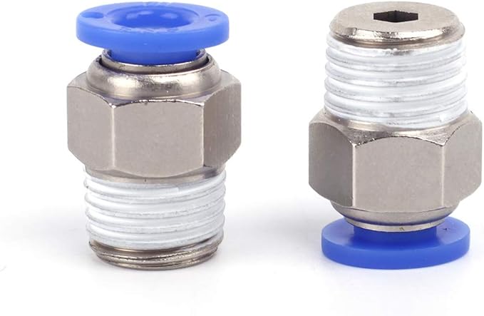 SNS 1/4"Tube OD x 3/8 NPT Male Straight Nickel Plated Brass Push to Connect Pneumatic Fittings（10 PCS） SPC1/4-03NPTBE