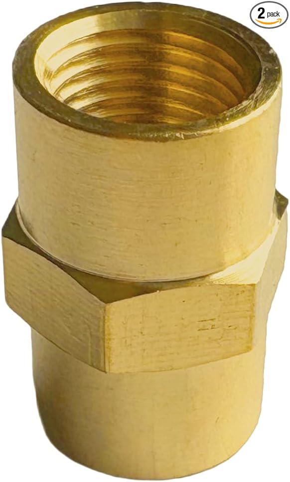 1/8" Female Threaded Hex Nipple Brass Coupling Coupling NPT Pipe Fitting Pipe Adapter Straight Connectors for Air, Gas, Oil, Fuel, Propane Pack of 2