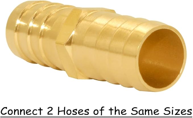 8PCS Brass 1/2"OD Barb Splicer Mender Hose Barb Fitting Straight 2-Way Union Garden Hose Repair Fittings for Water/Oil/Gas