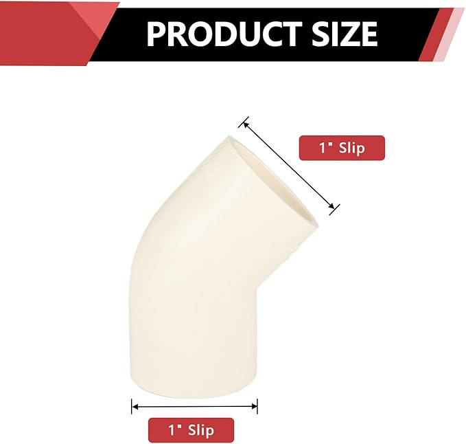 200-PACK EFIELD CPVC Elbow,1" Slip x Slip 45-Degree Elbow Fitting,(CPVC009-10-200PCS)