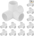 3/4 Inch Tee PVC Fitting 4 Way Elbow Connector, Furniture Grade 90 Degree Elbow Side Outlet, Corner Fittings for Building Furniture Greenhouse Shed Pipe Fittings Tent Connection(12 packs)