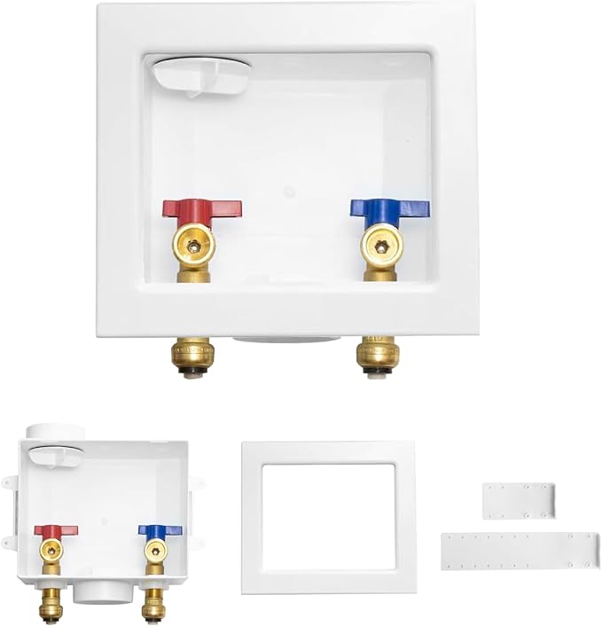 30-PACK GUOFIS Washing Machine Outlet Box, PEX Laundry Washer Box with Central and Side Drain Design(1/2"Push-fit Connection Inlet X 3/4"MHT Outlet)(WM005-30Pack)