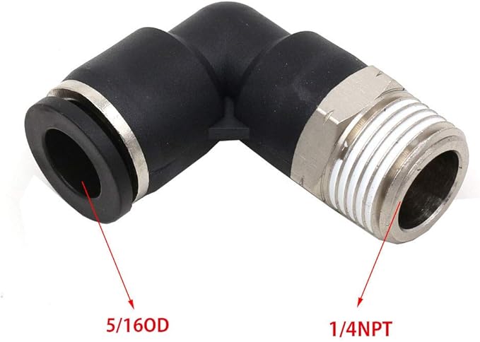 CEKER 5/16 Tubing Od x 1/4" Npt Male Thread Elbow 90 Degree Push to Connect Fittings Air Fittings Pneumatic Quick Connect Fitting Airlines Push In Connectors Tube Fittings 10Packs