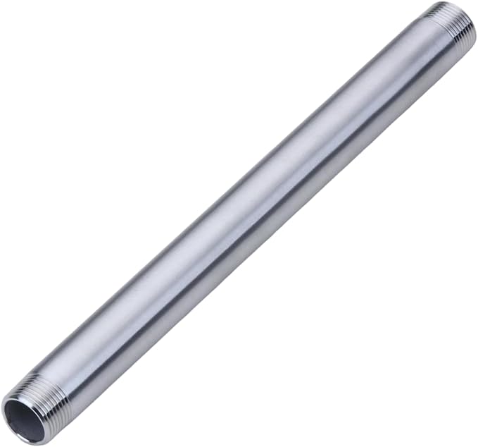CONSTELLAR 304 Stainless Steel Pipe Fitting - 1/2" NPT Male x 1/2" NPT Male Threaded Thickened Pipe Wall, 400mm (16 inch) Length Heavy Nipple Seamless Pipe (1 Pcs)