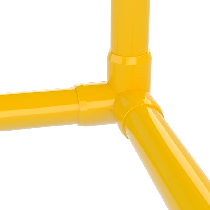 FORMUFIT 3/4” 3-Way Elbow Furniture Grade PVC Fitting in Yellow, Made in USA, UV-Resistant, Impact-Proof, 1.050” Actual Socket Diameter (Pack of 8)