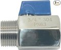 2 Pack Mini Ball Valve, Stainless Steel Female x Male NPT Thread Shut-Off Valve (3/4")