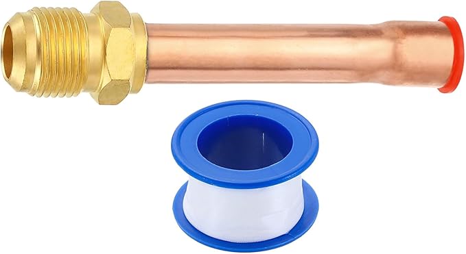 uxcell Brass Pipe Fitting, 1/2 SAE Male Thread x 1/2" OD Flare Connector with Copper Tube for HVAC System Air Conditioner Refrigeration