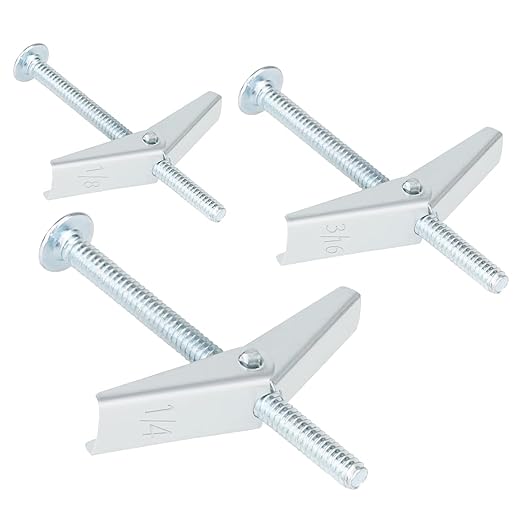 Hollow Wall Toggle Blot Anchors – Zinc Plated Steel Toggle Anchor W/Heavy Gauge Wing & Nut for Fastening into Wallboard Drywall Block and Other Hollow Materials - Wide Bearing Arms (Mix-32Pcs)