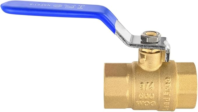EFIELD 3/4-inch 600 WOG FNPT Heavy Duty Full Port Brass Ball Valve FIP Threaded, Blue Level. LF Brass,(VALVE270-1PCS)