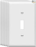 Mid-Size Toggle Light Switch Wall Plates 1-Gang 4.89" x 3.12" Switch Electrical Cover Plate Unbreakable Thermoplastic Faceplate, White (6 Pack)