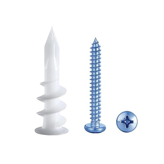 20 PCS #8 Drywall Anchors Self Drilling Drywall Plastic Anchors with #8 x 1-1/4'' Pan Head Screws 10 Anchors + 10 Screws Self-Tapping Anchors & Screws for Hanging and Mounting