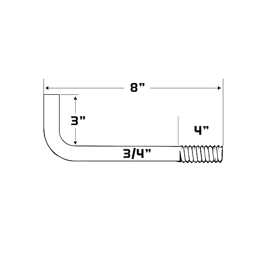 3/4"-10 x 8" L-Bolt Concrete Anchor Bolt - Hot Dip Galvanized by Conquest Fasteners