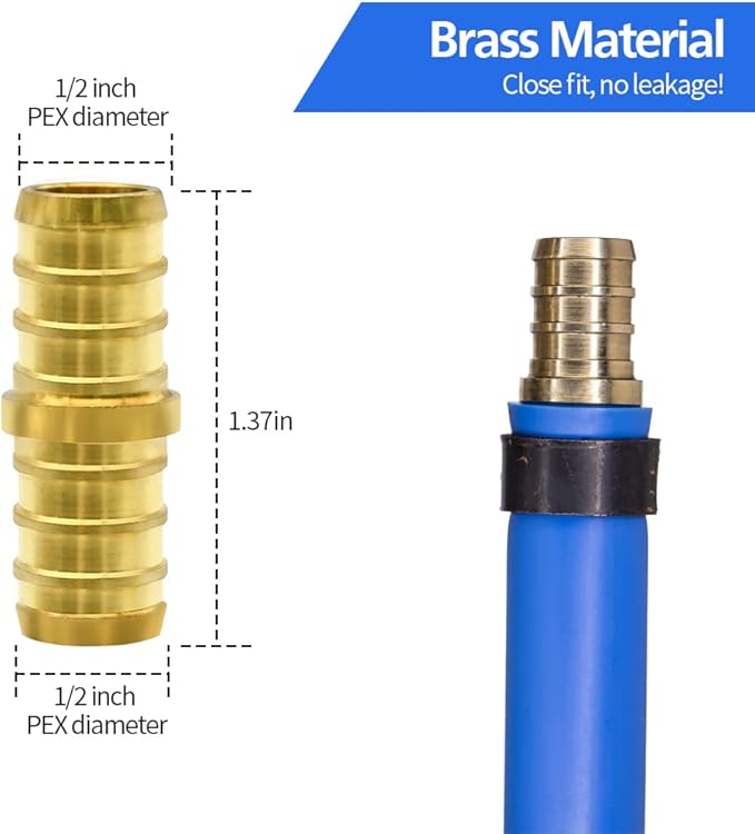 90pcs 1/2" PEX Fittings, Elbow TEE Straight Couplings Set, PEX Brass Crimp Fitting Combo with Tees, Elbows, Straights